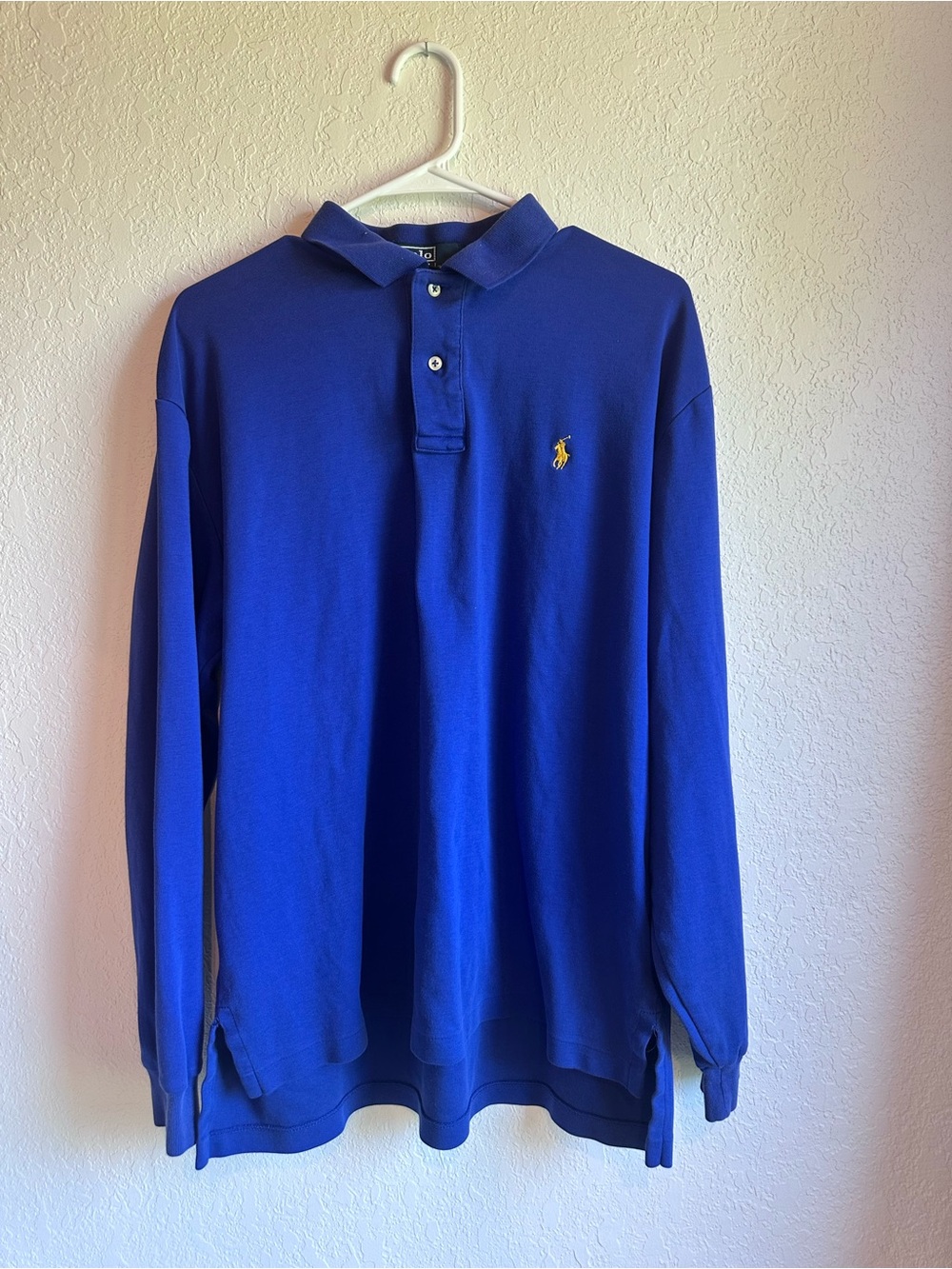 Polo Long-Sleeve Cotton Shirt - Royal Blue